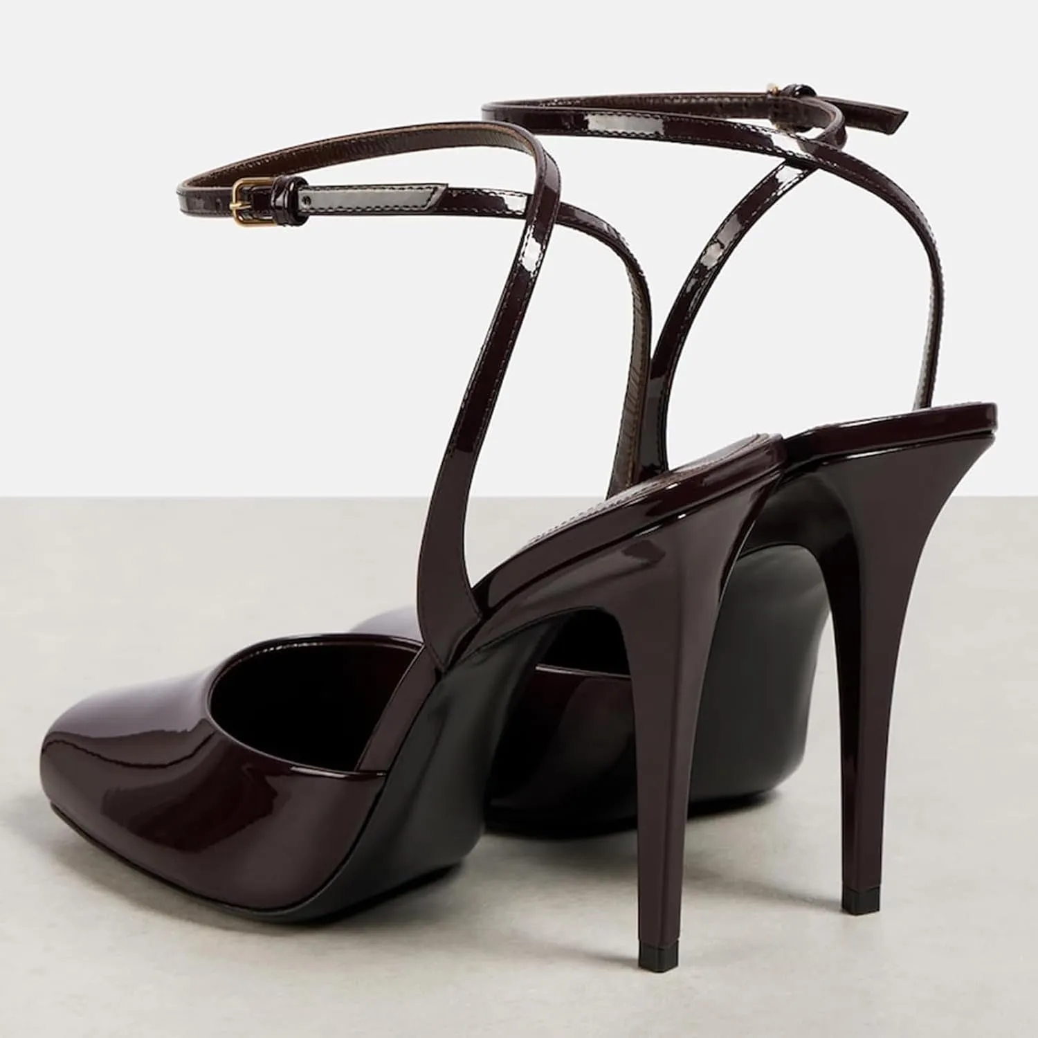 Square Open Toe Heeled Sandals for Women Patent Leather Stiletto High Heels Peep Toe Ankle Strap Backless Pumps Fashion Casual Dressy Party Shoes