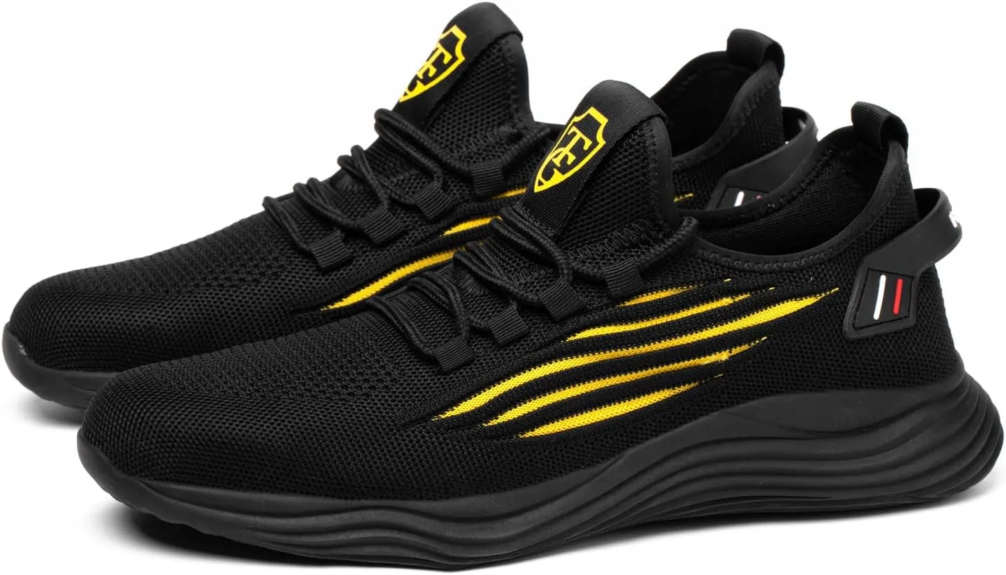 Steel Toe Shoes for Men Lightweigt Work Shoes Non Slip Comfortable Safety Shoes Puncture Proof Steel Toe Sneakers