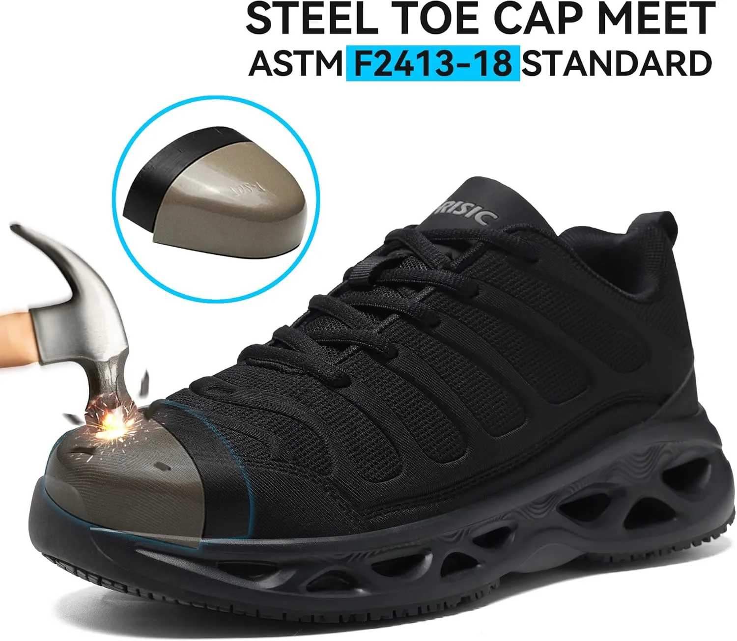 Steel Toe Shoes for Men Women Comfortable Lightweight Safety Sneakers Non Slip Work Shoes Puncture Proof Composite Toe Sneakers for Construction