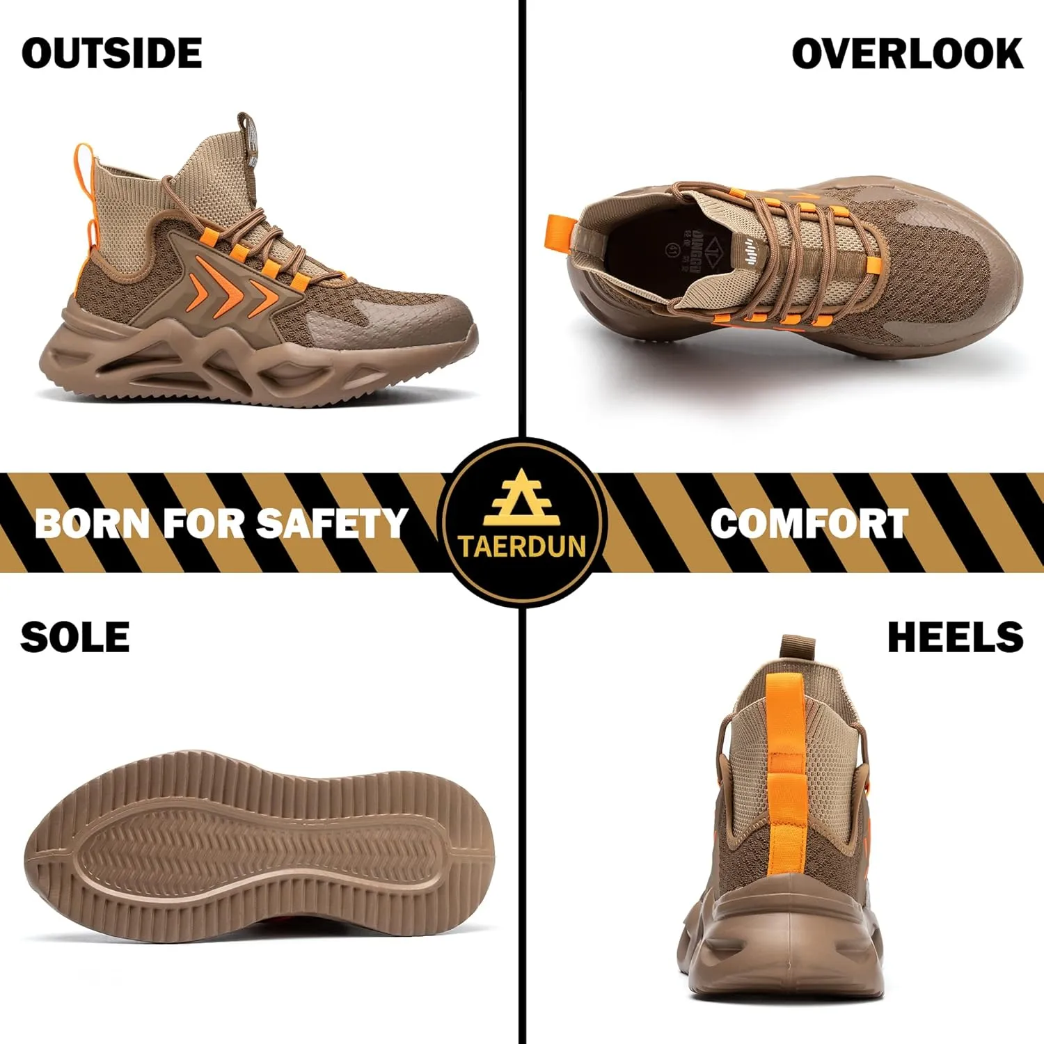 Steel Toe Work Boots for Men Slip-on Chelsea Boot, Men's Industrial & Construction Shoes, Waterproof, Lightweight, Comfortable, Non-slip Safety Shoes, Black, 10.5