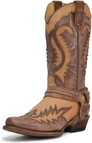 Stetson Men's Outlaw Washed Overlay Vamp Western Boot Snip Toe - 12-020-6204-3849 Ta