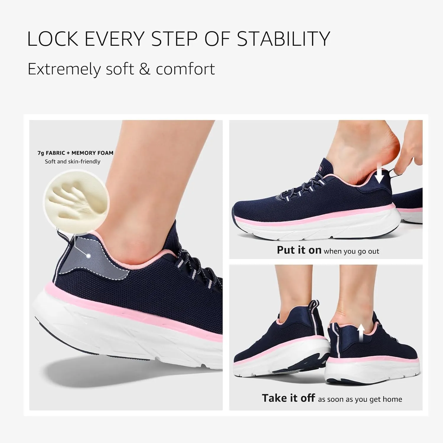 STQ Slip on Sneakers Women Orthopedic Walking Shoes for Plantar Fasciitis Relief