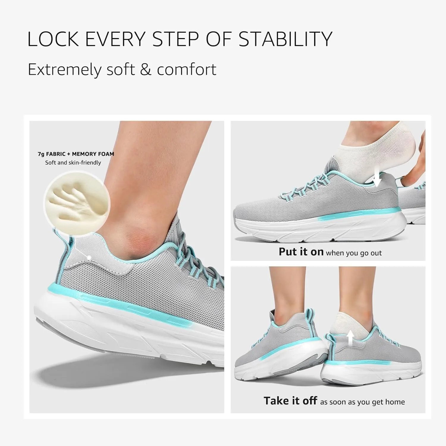 STQ Slip on Sneakers Women Orthopedic Walking Shoes for Plantar Fasciitis Relief
