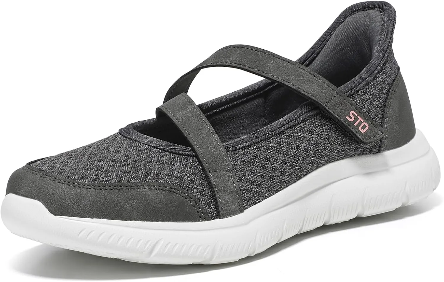 STQ Wide Toe Box Sneakers Womens Adjustable Mary Jane Walking Shoes