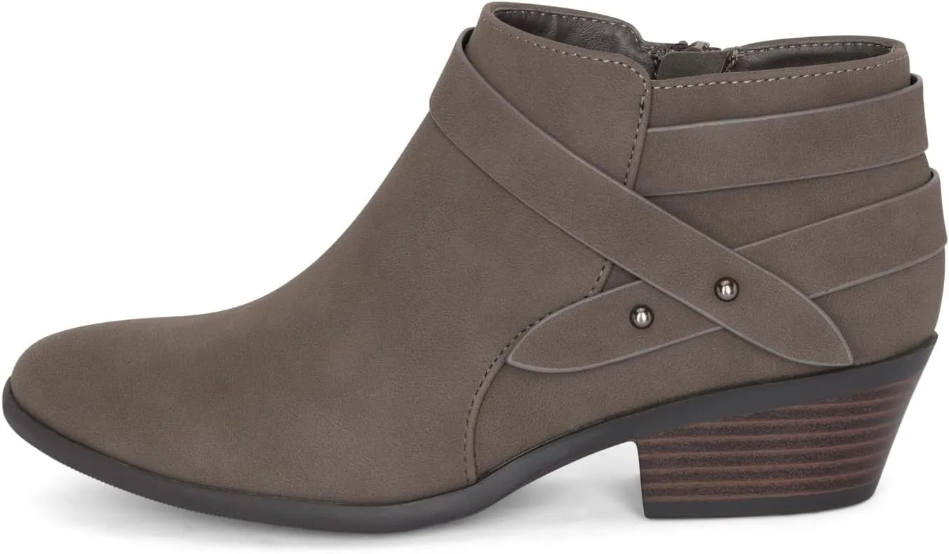 STYLISH S MIRAGE ~ Women's Pointed Toe Low Stacked Heel Side Zipper Ankle Booties