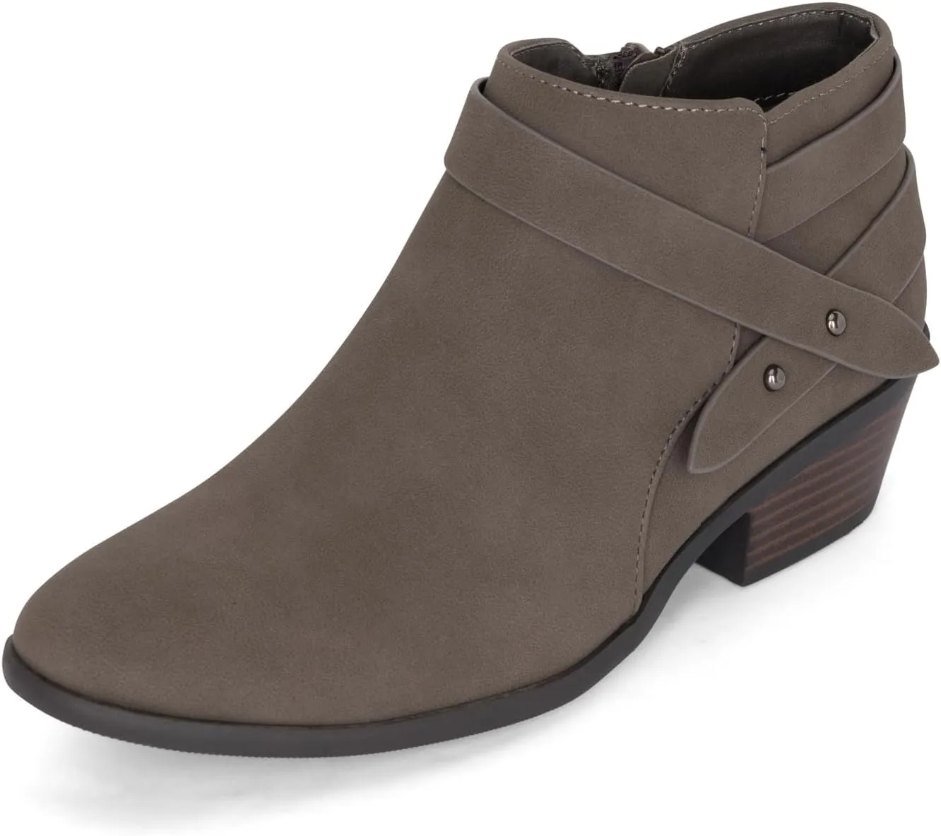 STYLISH S MIRAGE ~ Women's Pointed Toe Low Stacked Heel Side Zipper Ankle Booties