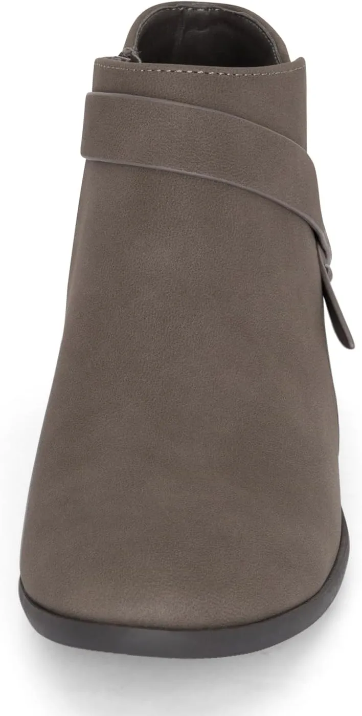STYLISH S MIRAGE ~ Women's Pointed Toe Low Stacked Heel Side Zipper Ankle Booties