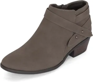 STYLISH S MIRAGE ~ Women's Pointed Toe Low Stacked Heel Side Zipper Ankle Booties