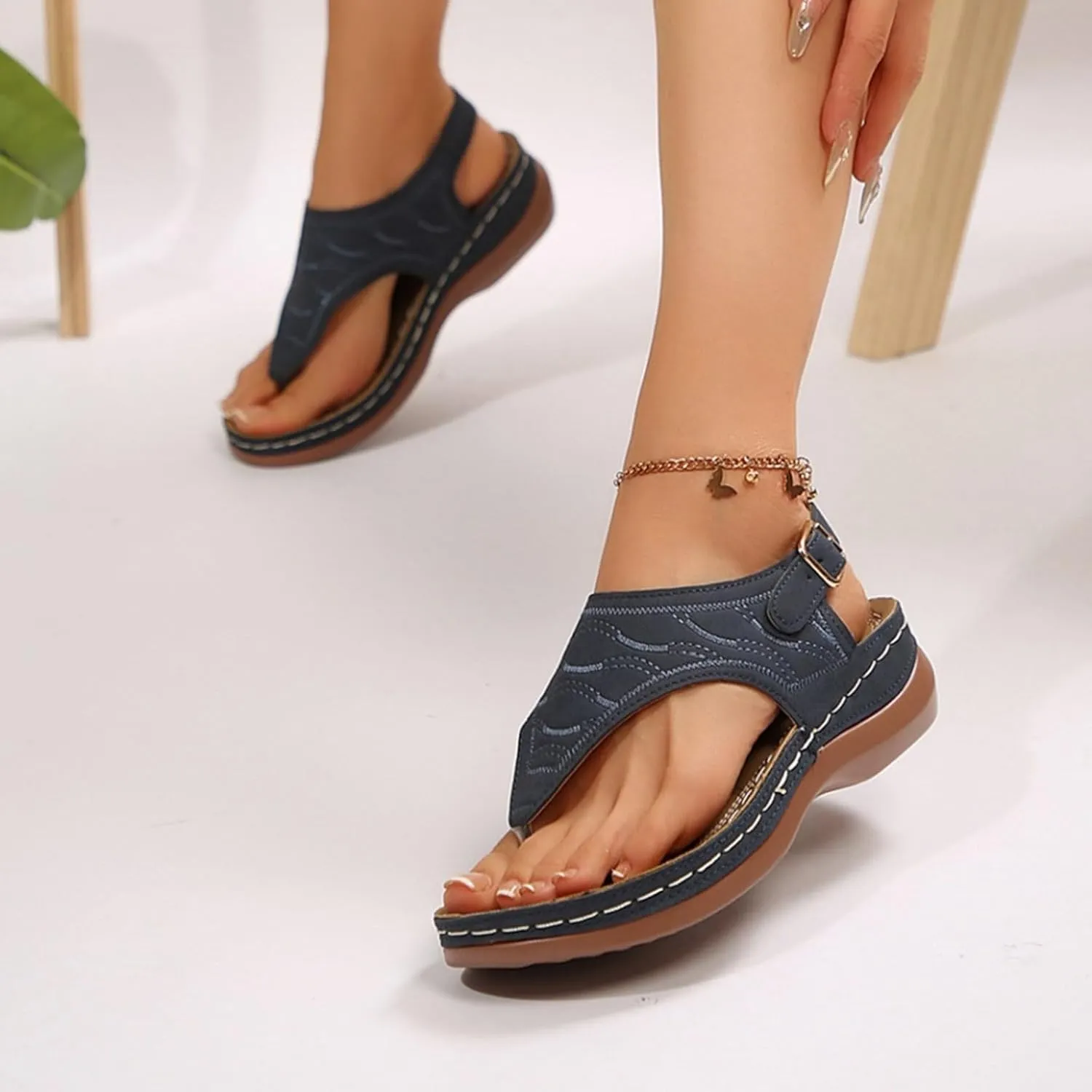 SuanlaTDS Platform Wedge for Women Comfortable Arch Support Flip Flops Dressy Summer Casual Thong Slippers Orthopedic Sandals Open Toe Slip On Wedges Outdoor Walking Sandals