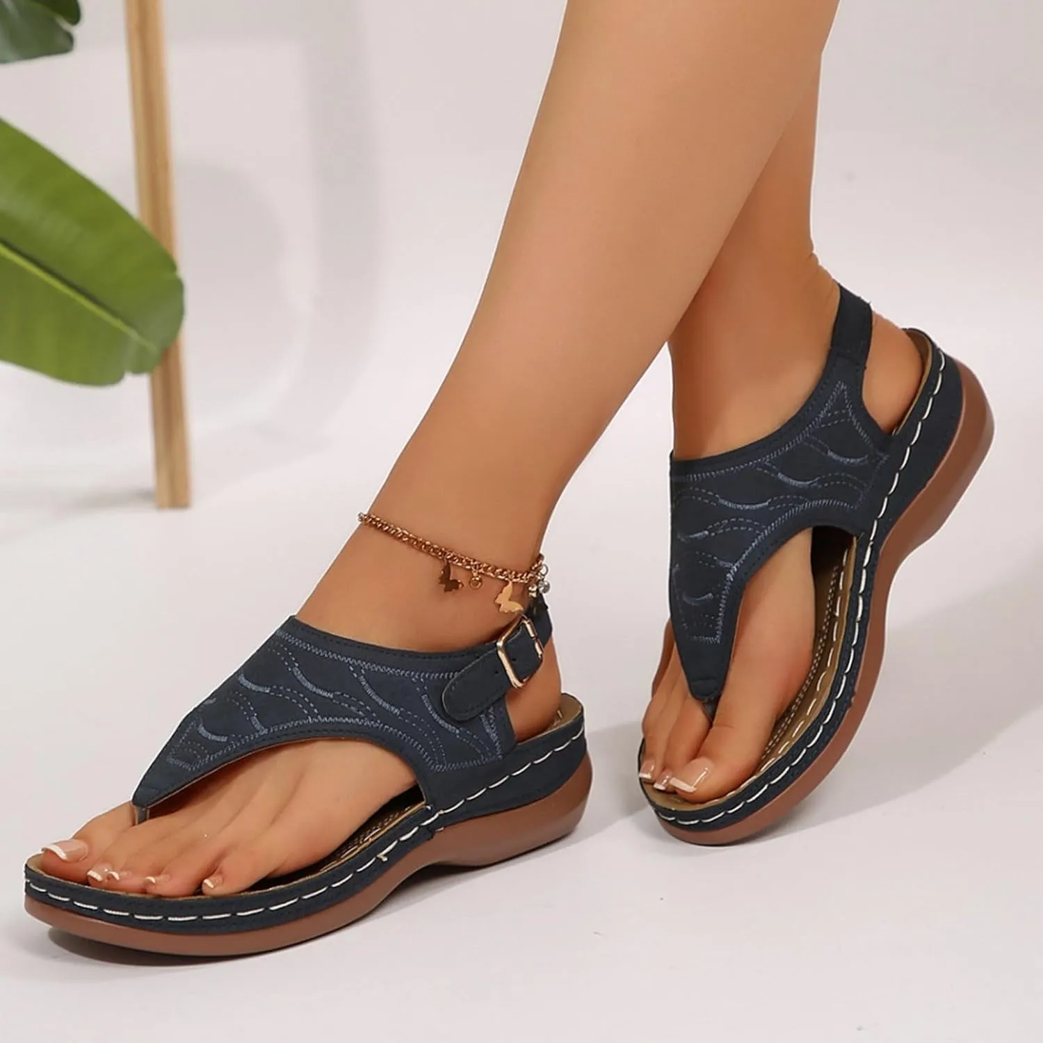 SuanlaTDS Platform Wedge for Women Comfortable Arch Support Flip Flops Dressy Summer Casual Thong Slippers Orthopedic Sandals Open Toe Slip On Wedges Outdoor Walking Sandals