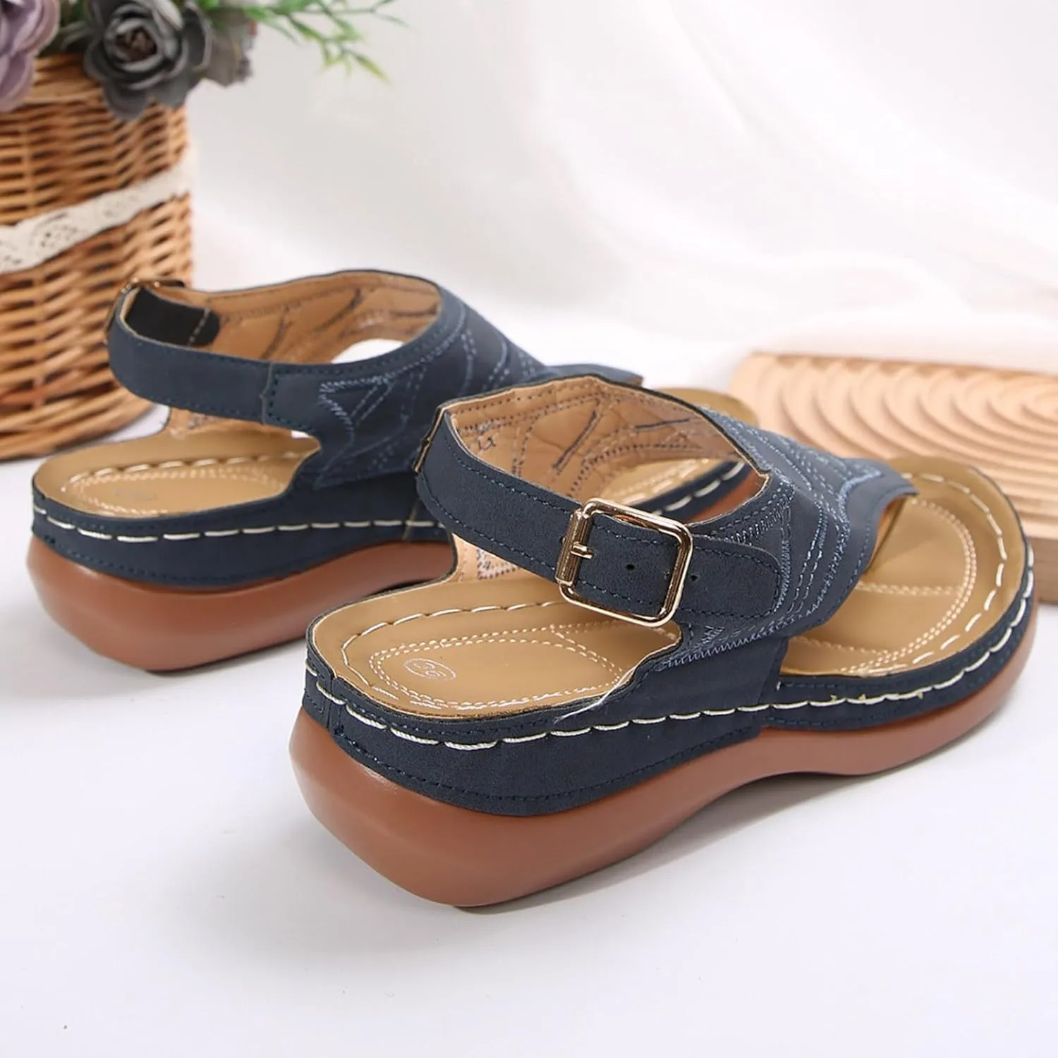 SuanlaTDS Platform Wedge for Women Comfortable Arch Support Flip Flops Dressy Summer Casual Thong Slippers Orthopedic Sandals Open Toe Slip On Wedges Outdoor Walking Sandals