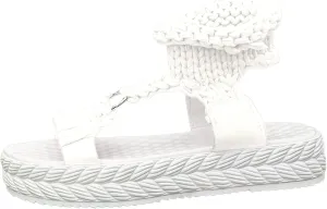 SuanlaTDS PlatformSandals for Women Comfortable Knitted Ankle Wrap Open Toe Slip On Slides Thick Sole Low heels Casual Summer Beach Outdoor Walking Gladiator Sandal Roman Shoes