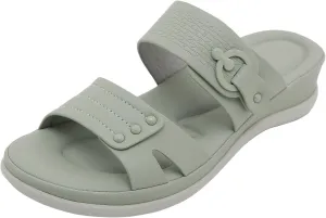 SuanlaTDS Women's Slide Sandals Wedge Orthopedic Double Strap Open Toe Platform Low Wedges Heels Slip On Slides Sandal 2025 Comfortable Dressy Summer Casual Outdoor Walking Beach Shoes