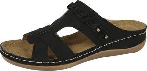 SuanlaTDS Women's Wedge Slide Sandals Orthopedic Dressy Summer 2025 Arch Support Crisscross Open Toe Slip-on Comfortable Slides Slippers Walking Beach Shoes Platform Low Heel Wedges Sandal