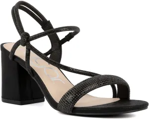 Sugar Women's Strappy Dress Sandals – Slip-On Block Heel Heels for Women, Open Toe Evening Party Shoes with Sparkly or Smooth Finish