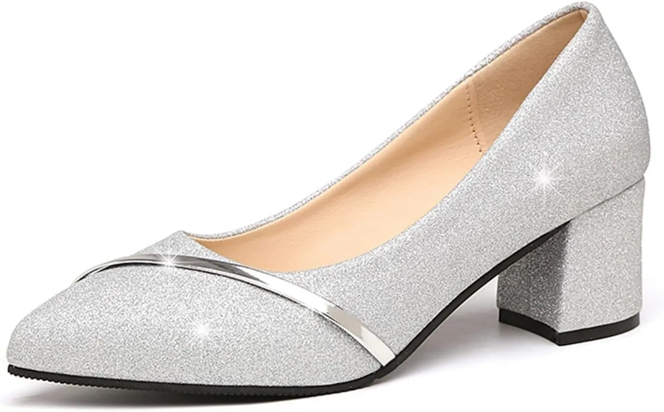 Summer Mouth Frosted Fashion Pointed Thick Women's High Heels Casual Women's Toe Shallow Heel Shoes for Women Sandals