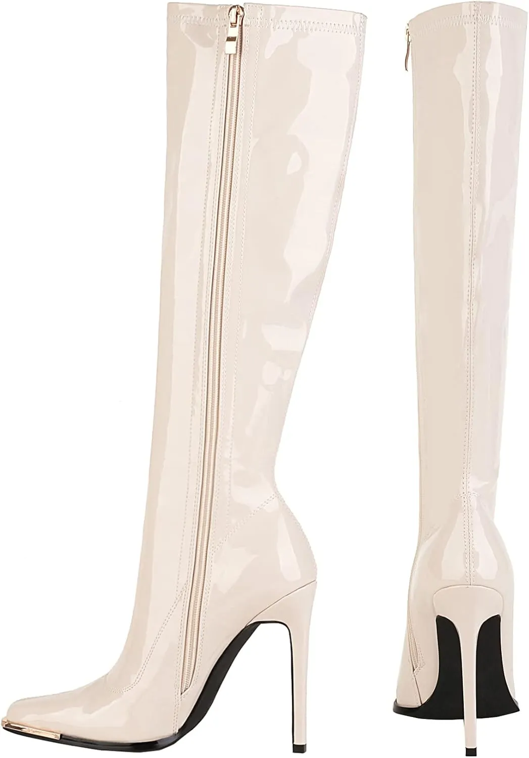 sun gurg Women's Knee High Boots Stiletto High Heels Sexy Zipper Knee Boots