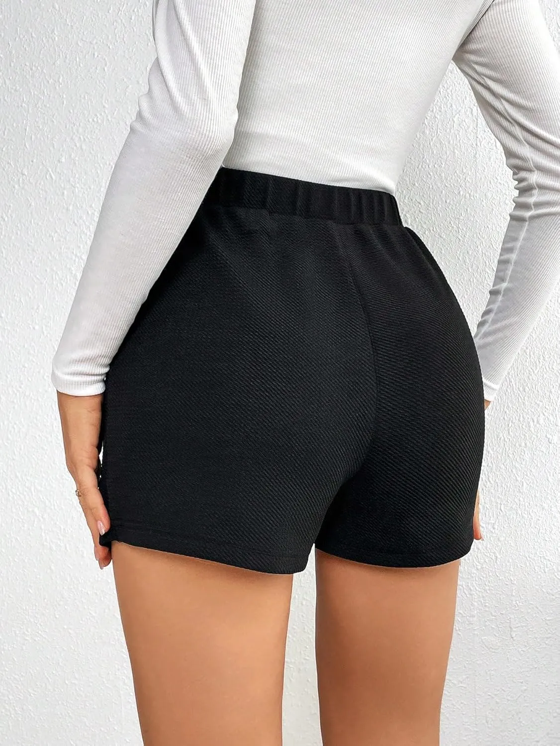 SweatyRocks Women's High Waisted Asymmetrical Wrap Hem Glitter Skorts Skirt with Shorts