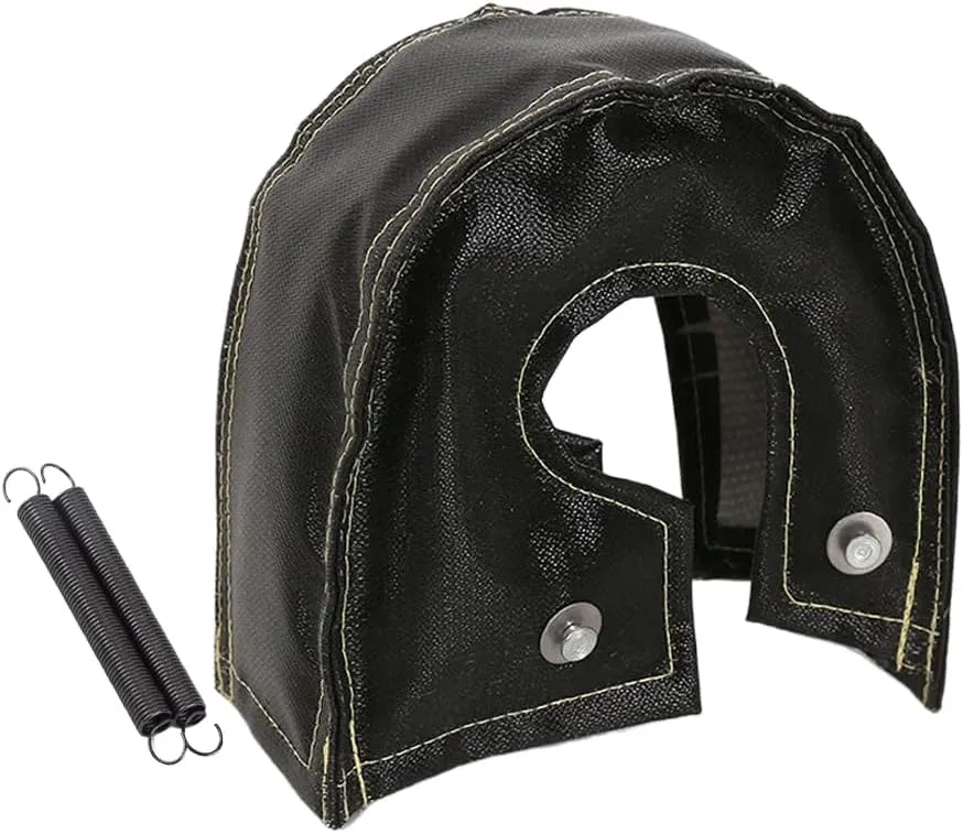 T3 Turbo Blanket Heat Shield cover wrap for Turbocharger with Fastener Springs (black)