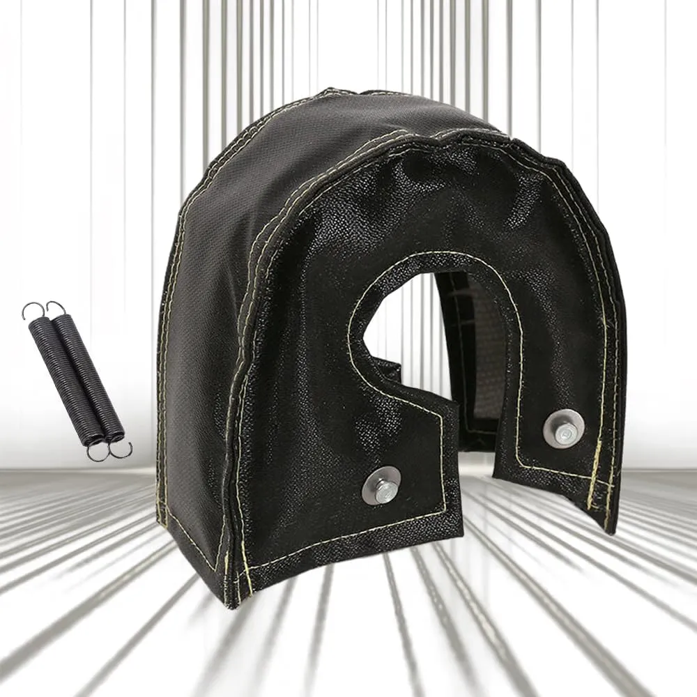 T3 Turbo Blanket Heat Shield cover wrap for Turbocharger with Fastener Springs (black)