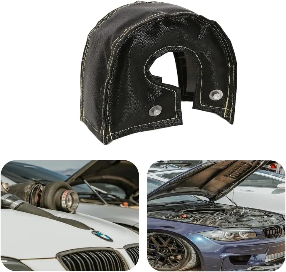 T3 Turbo Blanket Heat Shield cover wrap for Turbocharger with Fastener Springs (black)