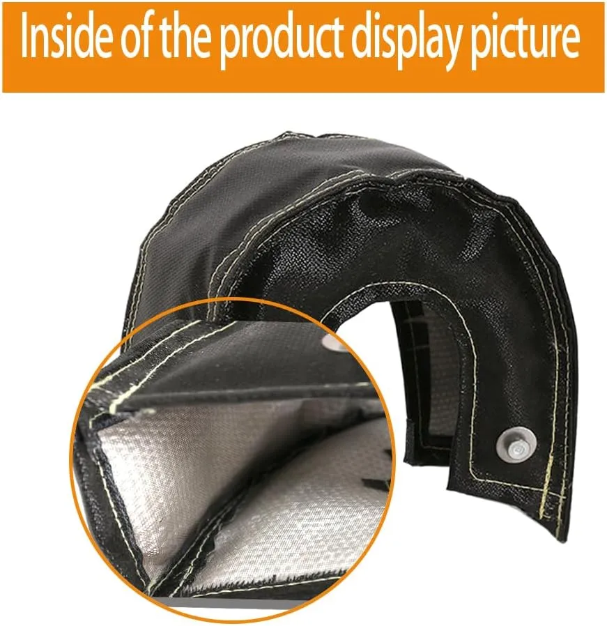 T3 Turbo Blanket Heat Shield cover wrap for Turbocharger with Fastener Springs (black)