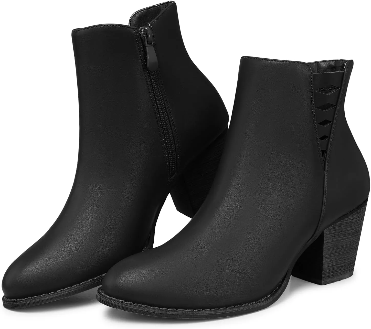 TEMOFON Ankle Boots for Women Booties: Suede Short Boot with Chunky Low Heel, Almond Toe Comfortable Dressy Shoes Side Zipper 2024 Trendy Fall