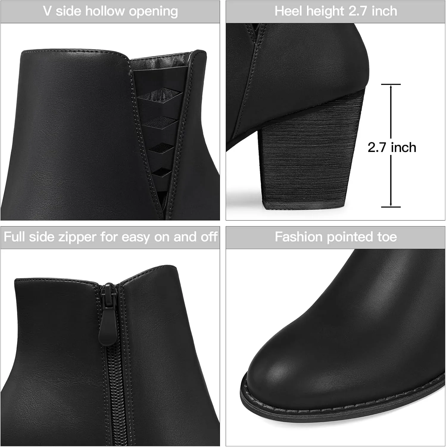 TEMOFON Ankle Boots for Women Booties: Suede Short Boot with Chunky Low Heel, Almond Toe Comfortable Dressy Shoes Side Zipper 2024 Trendy Fall
