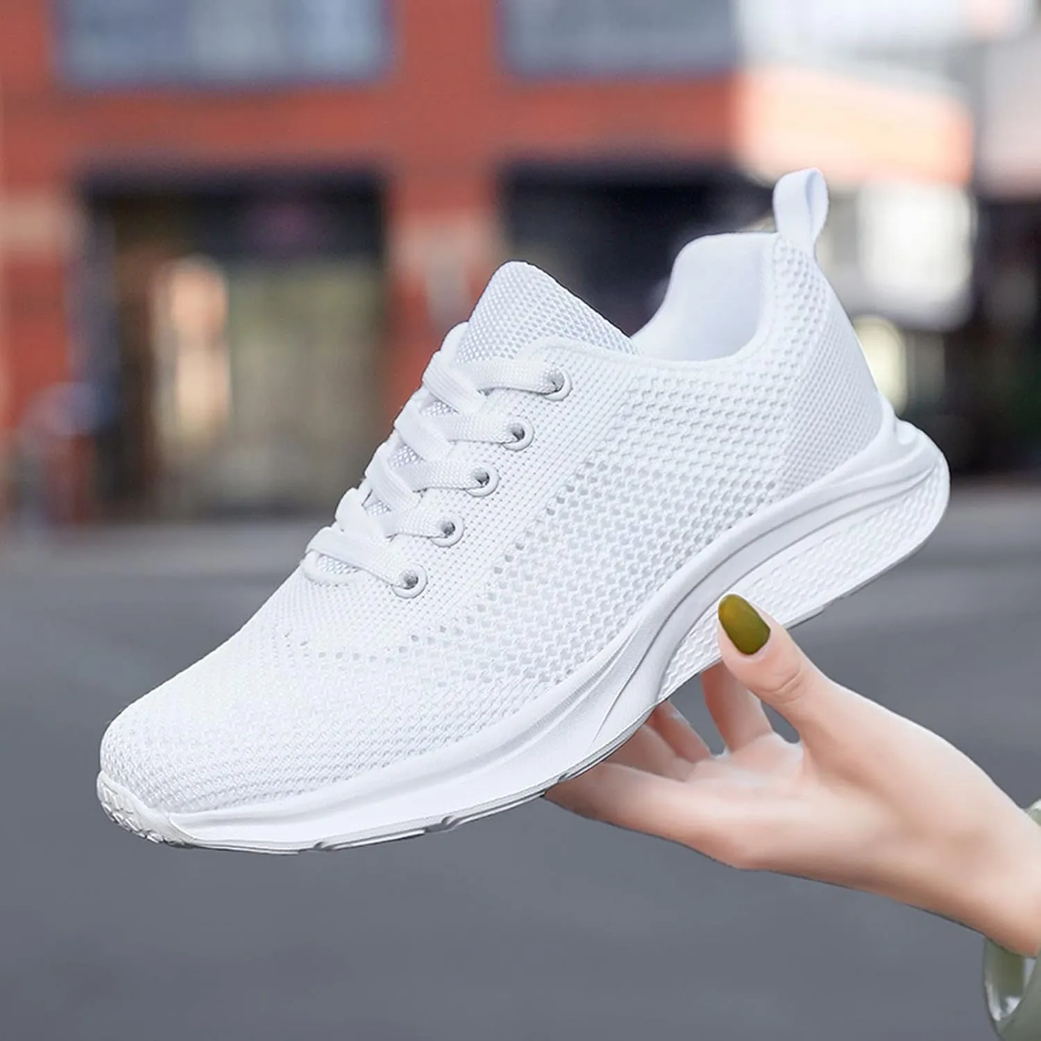 Tennis Shoes Womens Lightweight Comfortable Lace up Mens Tennis Shoes Athletic Casual Shoes Trendy Platform Sneakers White Tennis Shoe Trainers Shoe