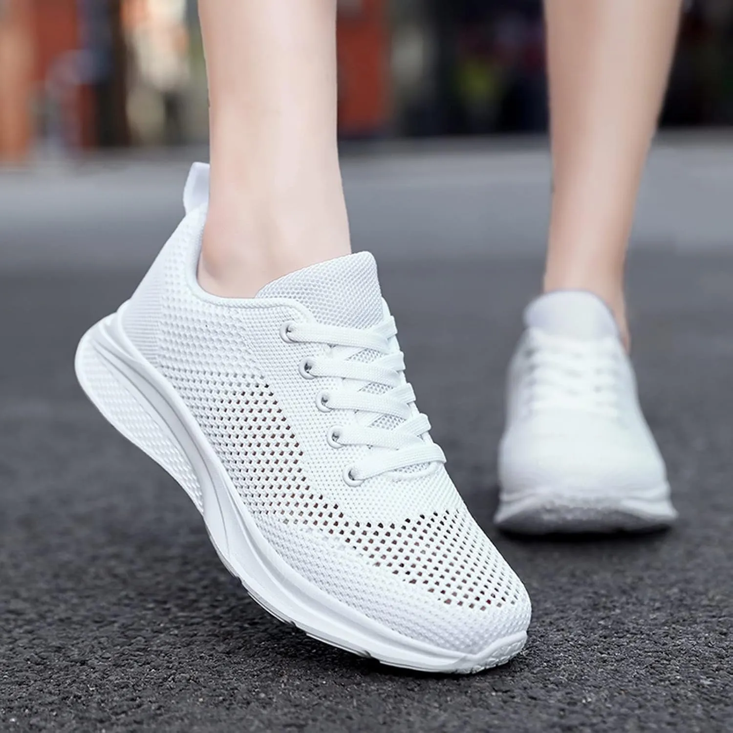 Tennis Shoes Womens Lightweight Comfortable Lace up Mens Tennis Shoes Athletic Casual Shoes Trendy Platform Sneakers White Tennis Shoe Trainers Shoe