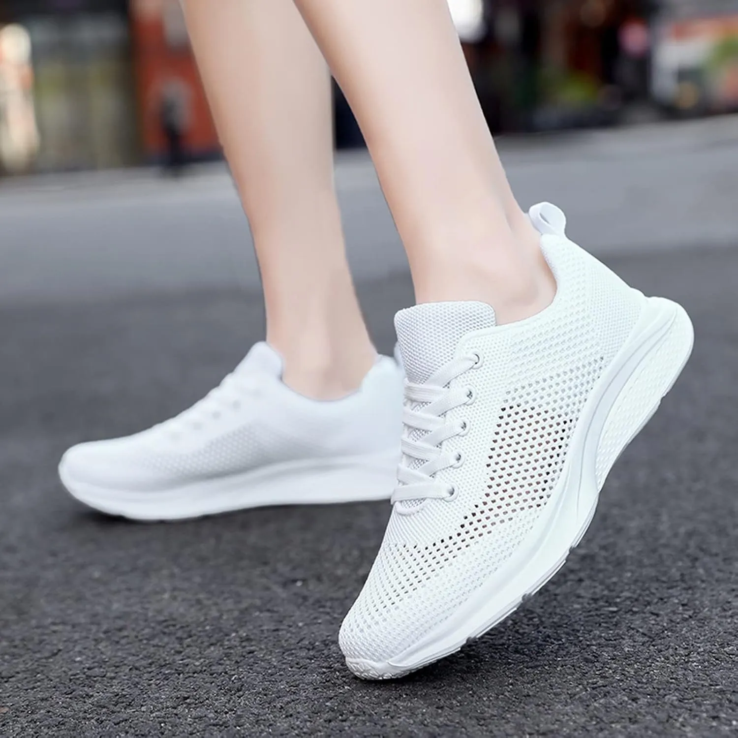 Tennis Shoes Womens Lightweight Comfortable Lace up Mens Tennis Shoes Athletic Casual Shoes Trendy Platform Sneakers White Tennis Shoe Trainers Shoe