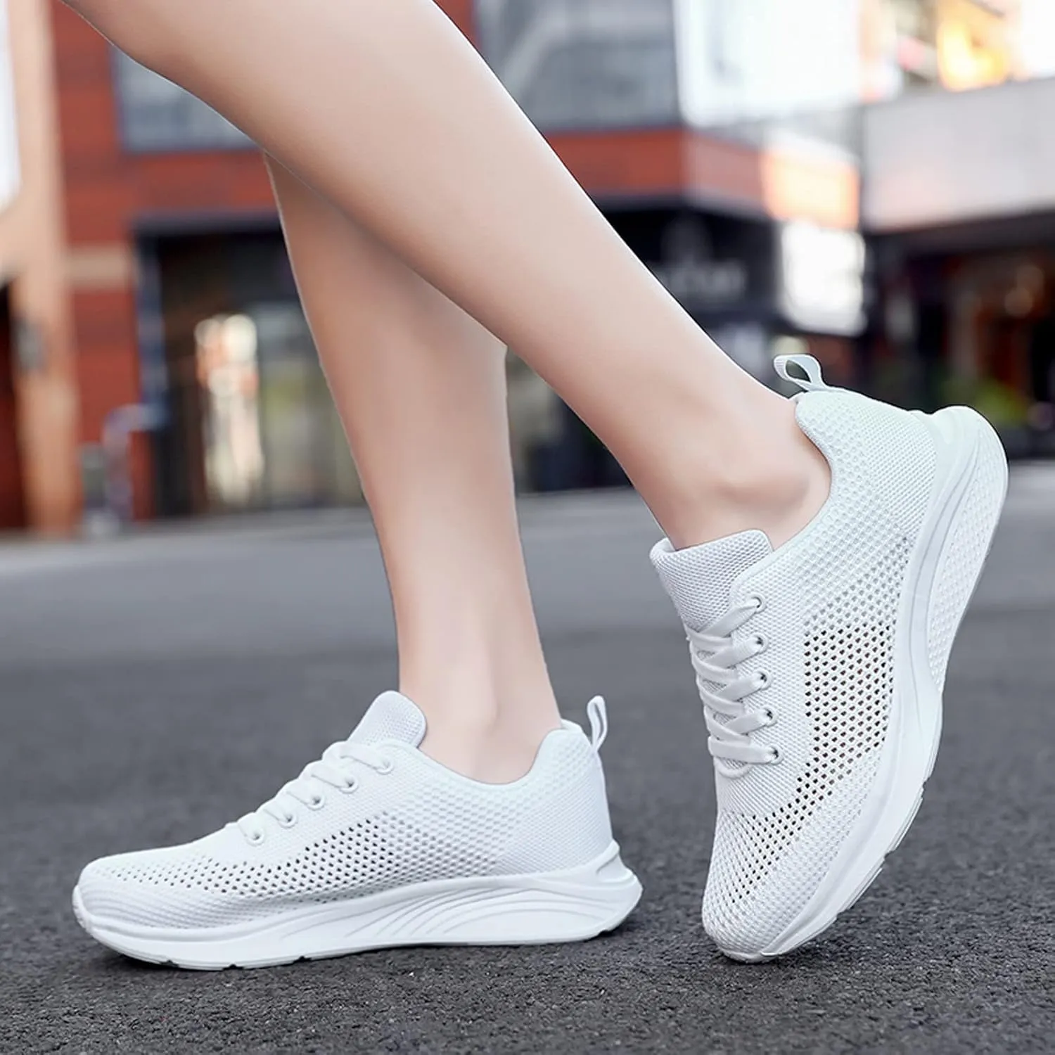 Tennis Shoes Womens Lightweight Comfortable Lace up Mens Tennis Shoes Athletic Casual Shoes Trendy Platform Sneakers White Tennis Shoe Trainers Shoe