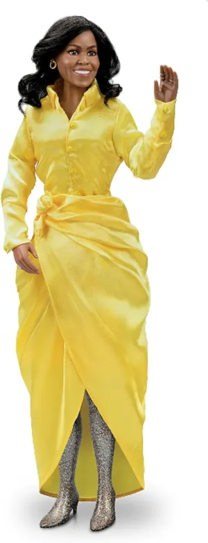The Ashton-Drake Galleries Michelle Obama Portrait Doll, 15 Inch Collector's Edition, Yellow Dress with Gold Boots, Ashton-Drake