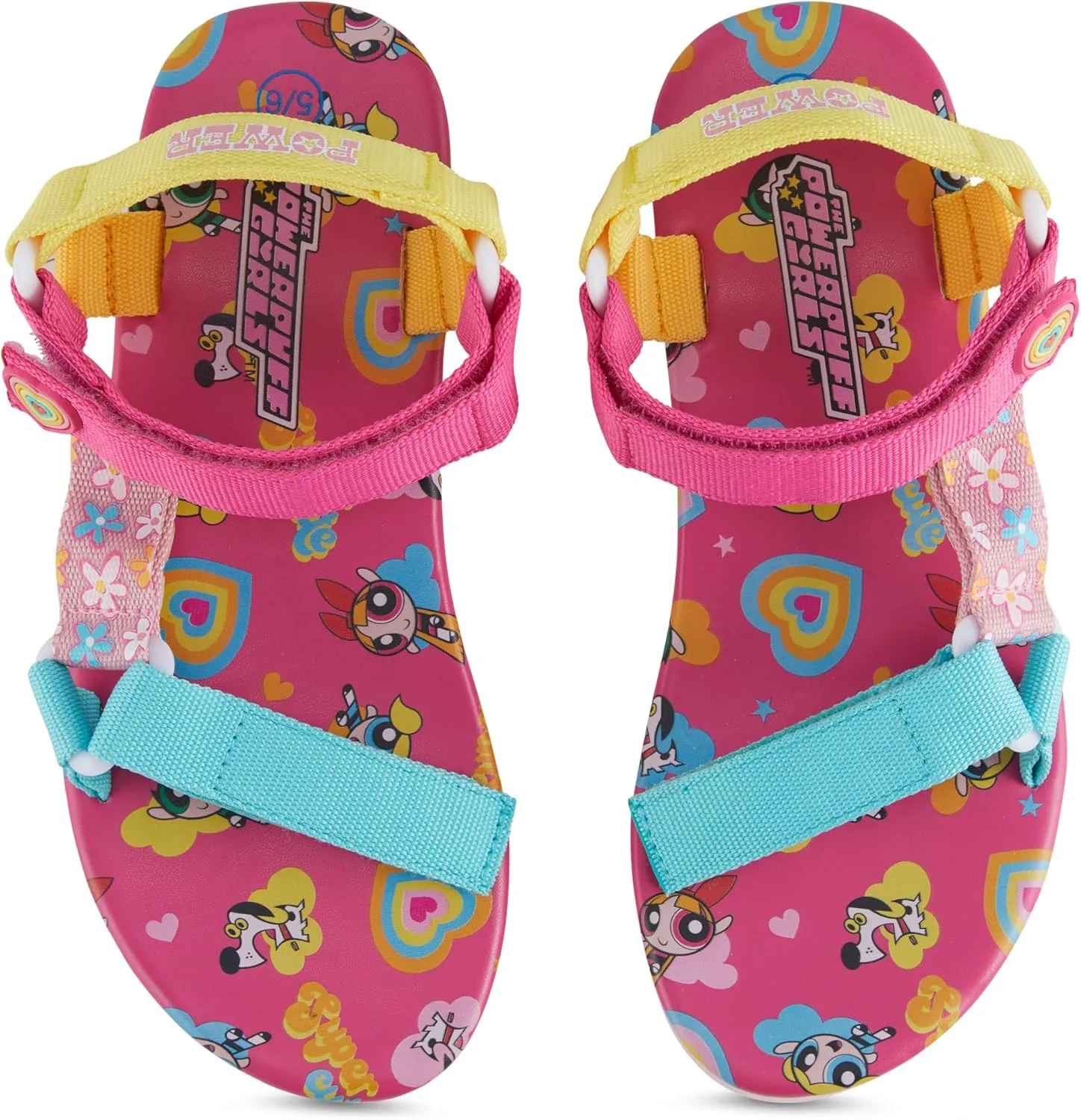 The Powerpuff Girls Ladies Classic Double Strap Sandals - Powerpuff Girls Slip On Slides Shoes