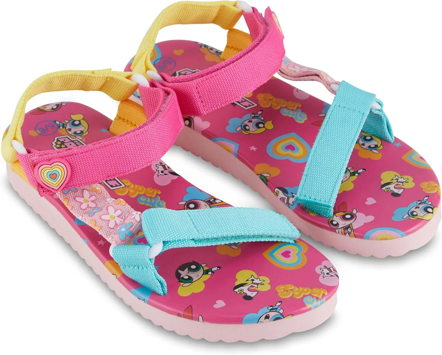 The Powerpuff Girls Ladies Classic Double Strap Sandals - Powerpuff Girls Slip On Slides Shoes