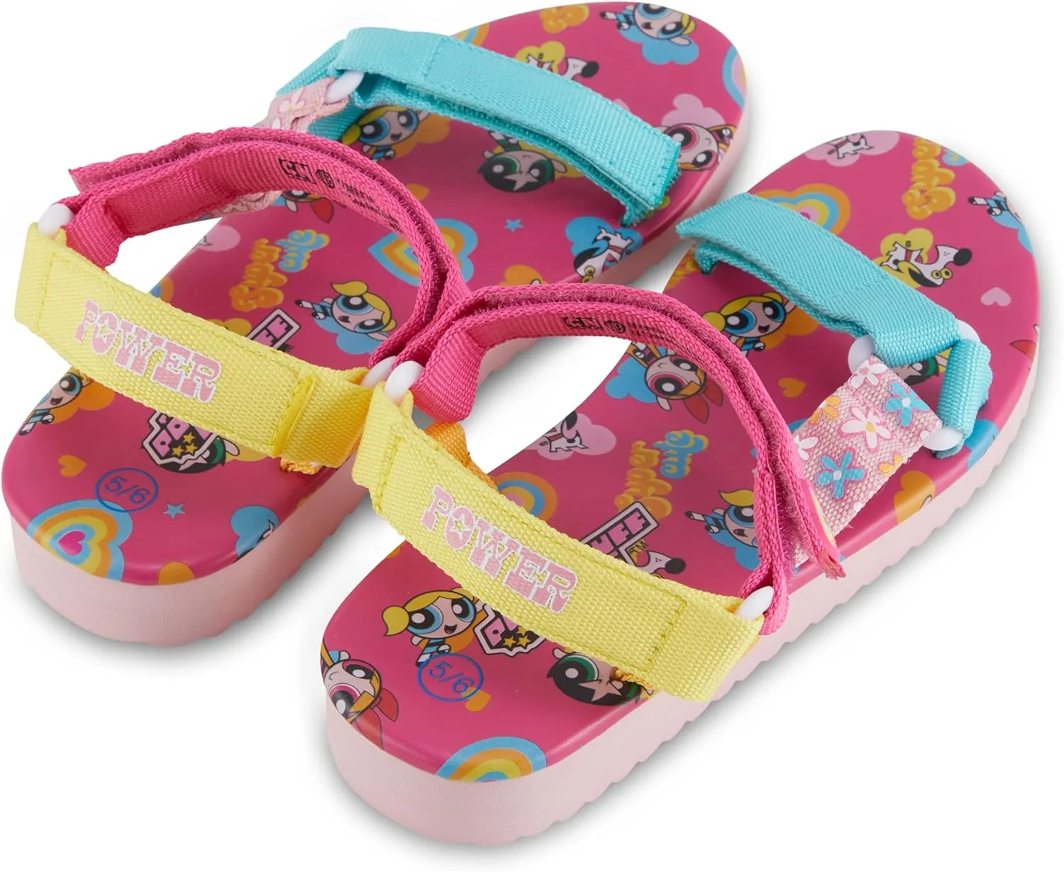 The Powerpuff Girls Ladies Classic Double Strap Sandals - Powerpuff Girls Slip On Slides Shoes