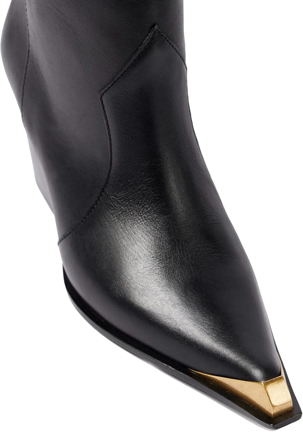 THESHY Women's Western Knee High Boots Leather Cowboy Chunky Block Heel Boot Pointed Toe Pull on Fashion Dress Party Boots for Women
