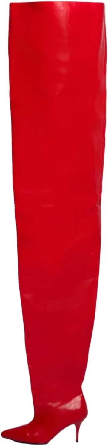 Thigh High Boots for Women Wide Calf Stiletto High Heel Over the Knee Pointed Toe Slouchy Stylish Pull On Long Boots