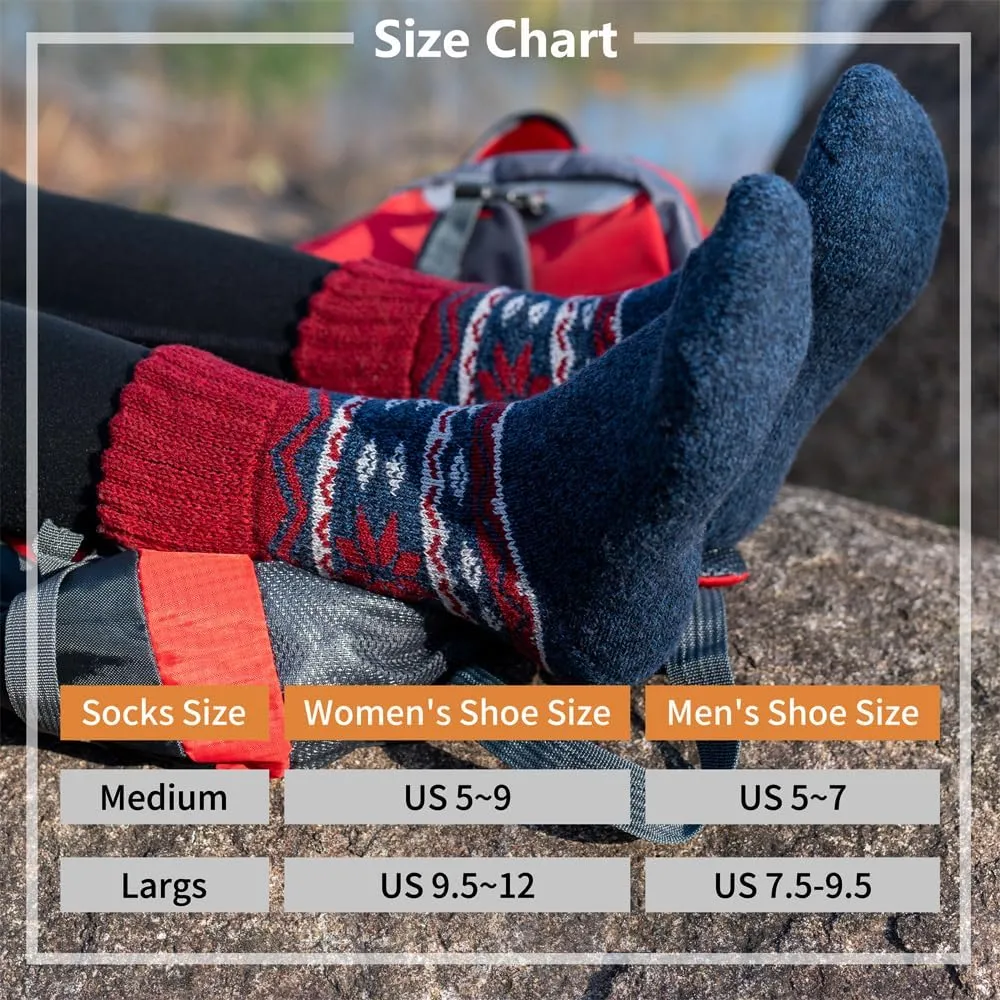 Time May Tell Womens Merino Wool Thermal Socks Warm Cushioned Boot Socks for Winter, Hiking & Outdoor Activities 3 Pack
