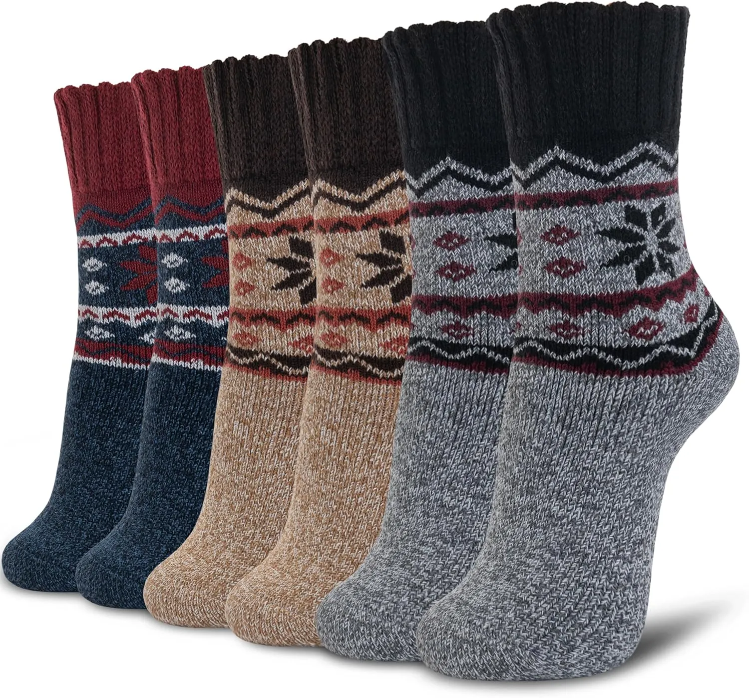 Time May Tell Womens Merino Wool Thermal Socks Warm Cushioned Boot Socks for Winter, Hiking & Outdoor Activities 3 Pack