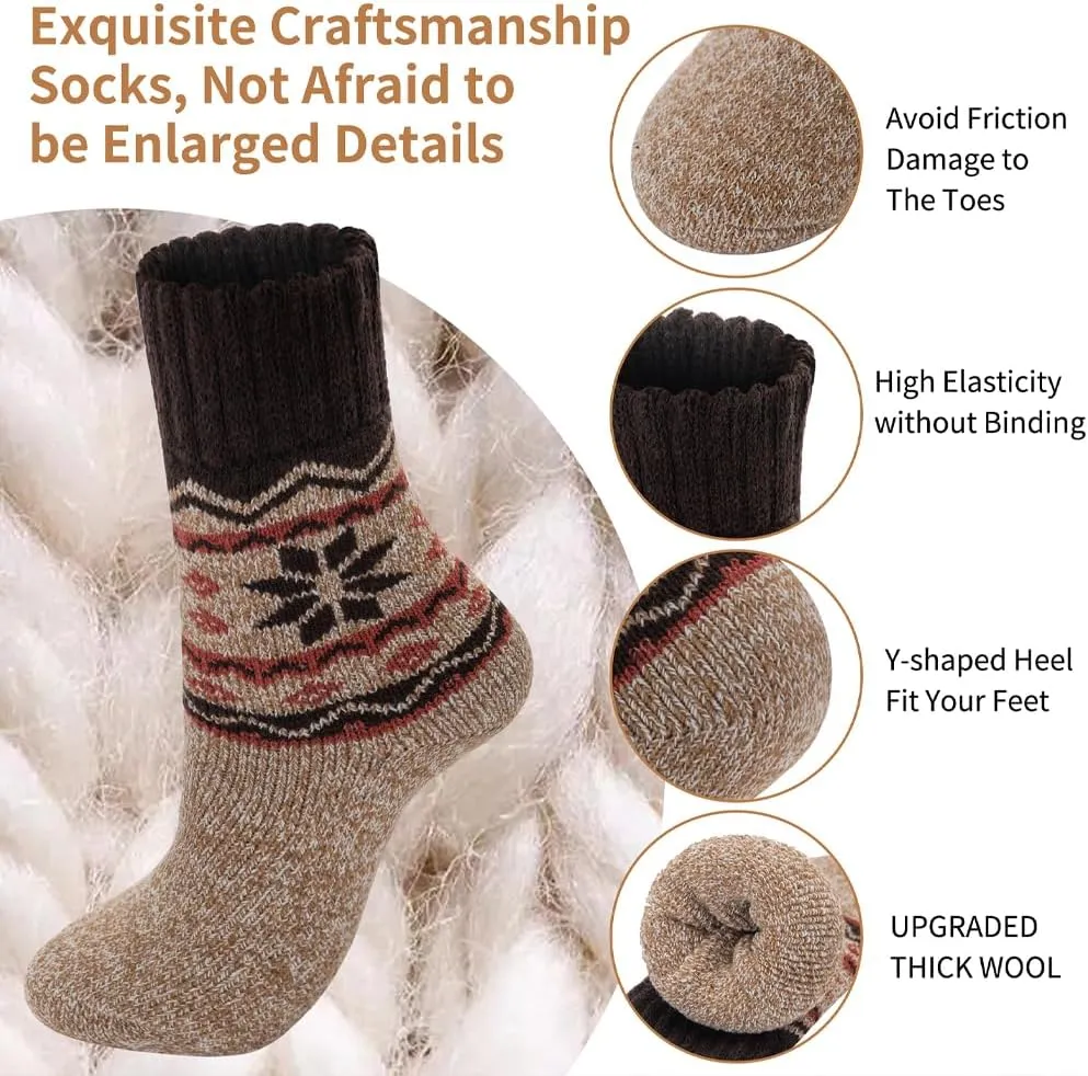 Time May Tell Womens Merino Wool Thermal Socks Warm Cushioned Boot Socks for Winter, Hiking & Outdoor Activities 3 Pack