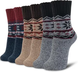 Time May Tell Womens Merino Wool Thermal Socks Warm Cushioned Boot Socks for Winter, Hiking & Outdoor Activities 3 Pack
