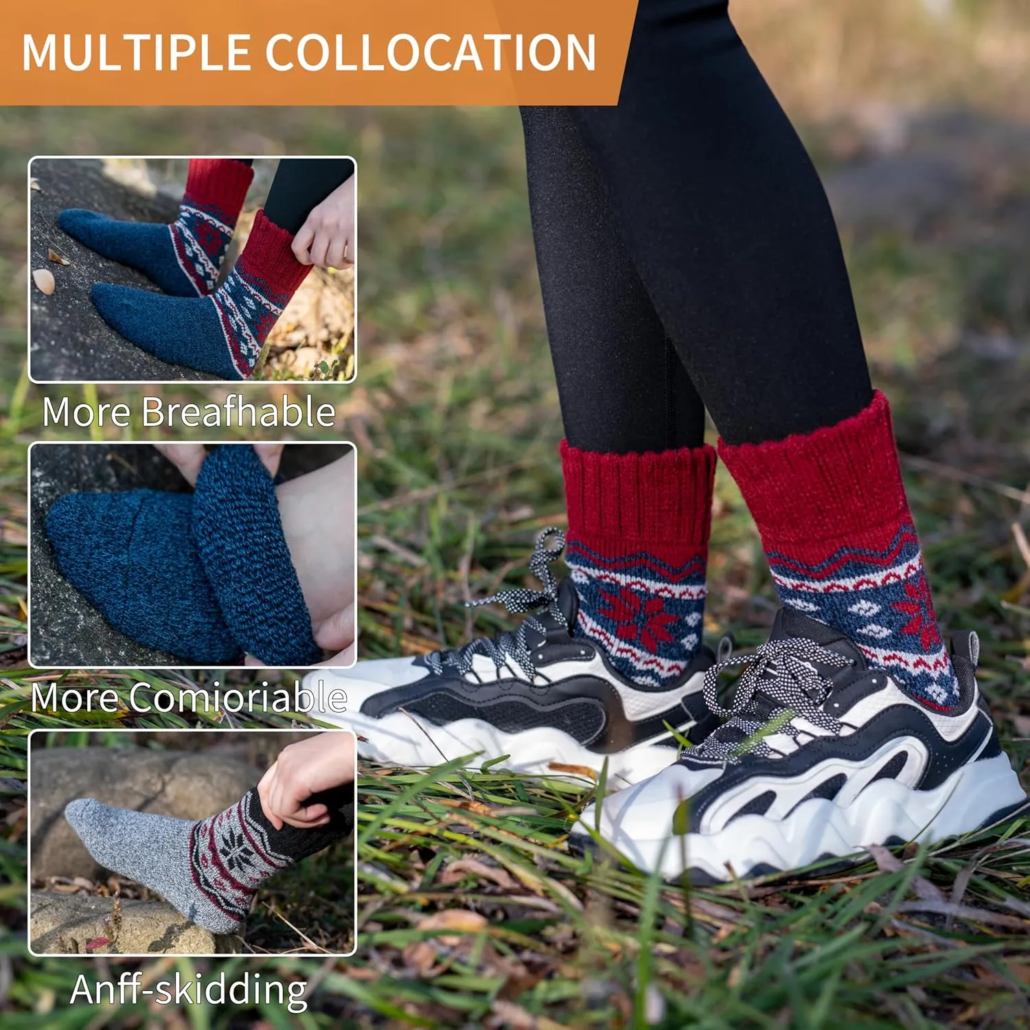 Time May Tell Womens Merino Wool Thermal Socks Warm Cushioned Boot Socks for Winter, Hiking & Outdoor Activities 3 Pack
