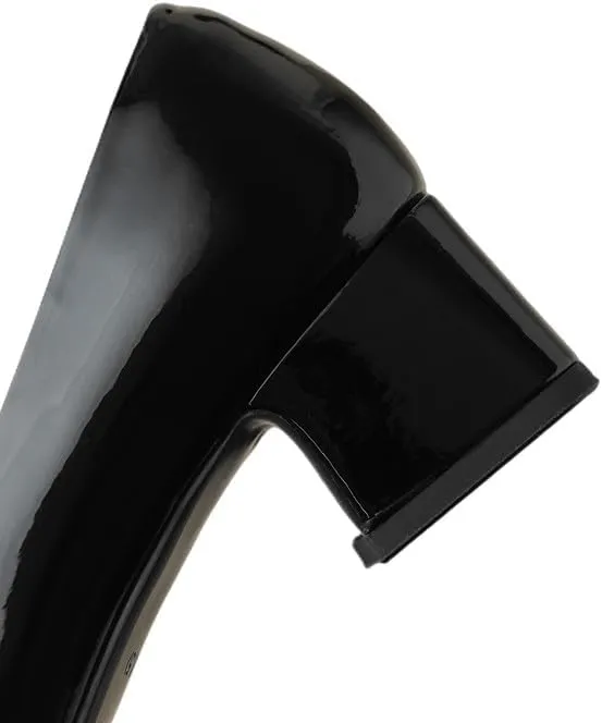 TinaCus Square Toe Glossy Patent Leather Handmade Low Chunky Heels Women's Casual Loafers Shoes