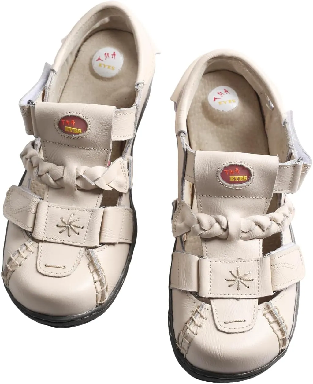 TMA EYES Retro Sports Sandals for Women Anti-Slip TPR Sole Flat Strappy Sandals with Hook and Loop Closure Breathable Casual Beach Shoes for Outdoor