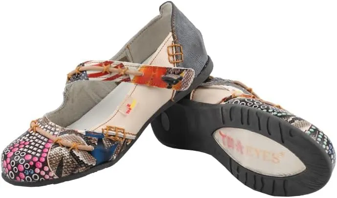 TMA EYES Stylish Color-Block Flat Sandals with Random Prints and Buckle