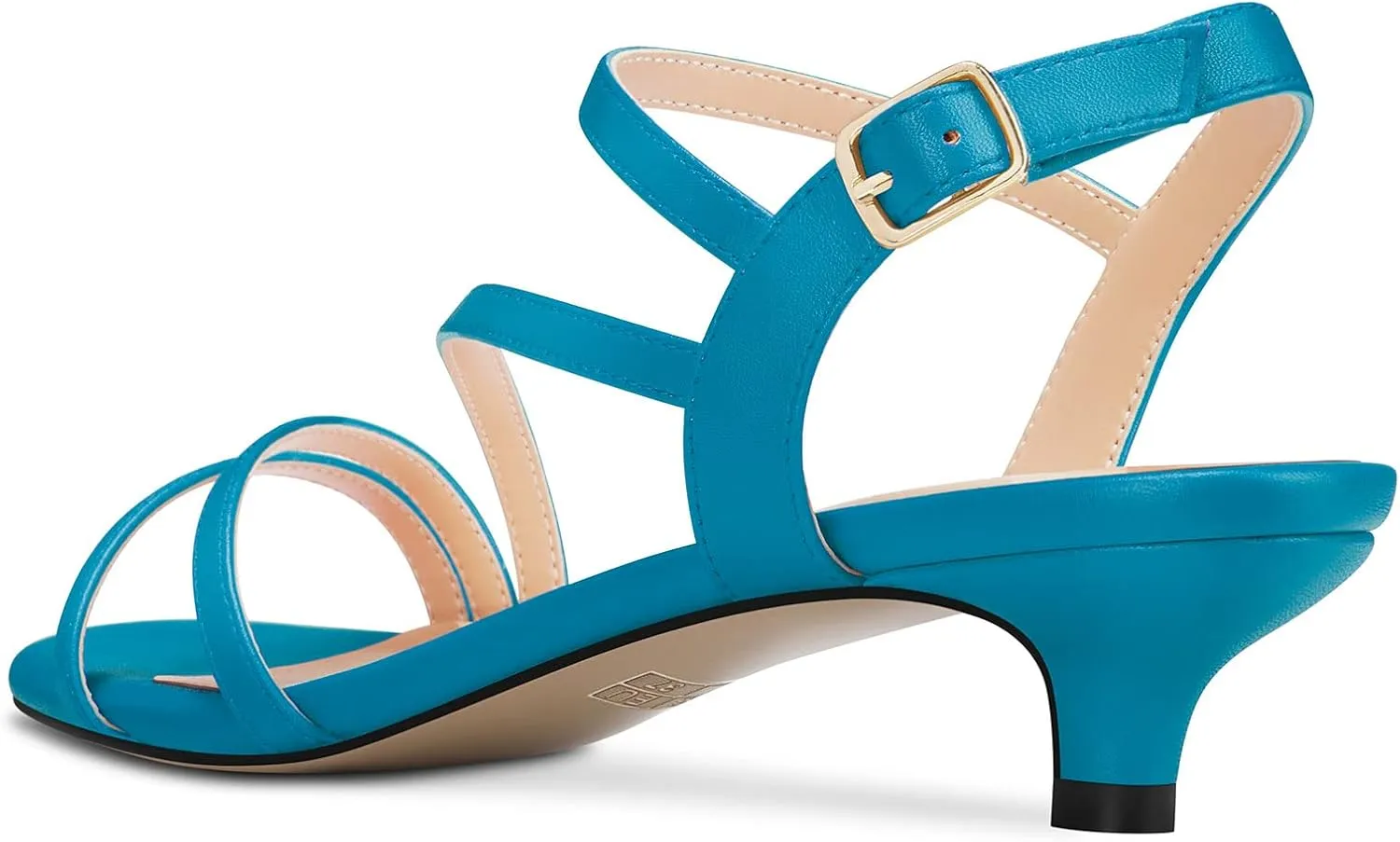 TNYNFBEB Women Low Kitten Heel Peep Open Toe Sandals Ankle Strap Buckle Prom Party Cute Basic Classic 1.4 Inches Heels