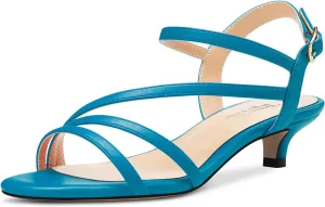 TNYNFBEB Women Low Kitten Heel Peep Open Toe Sandals Ankle Strap Buckle Prom Party Cute Basic Classic 1.4 Inches Heels