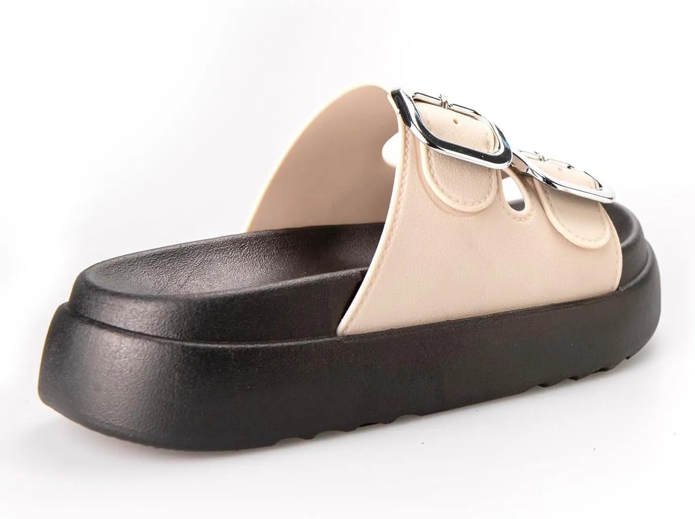 TOCONFFON Women's Fashion Slides Double Buckle Adjustable Platform Sandals Indoor Outdoor Slippers