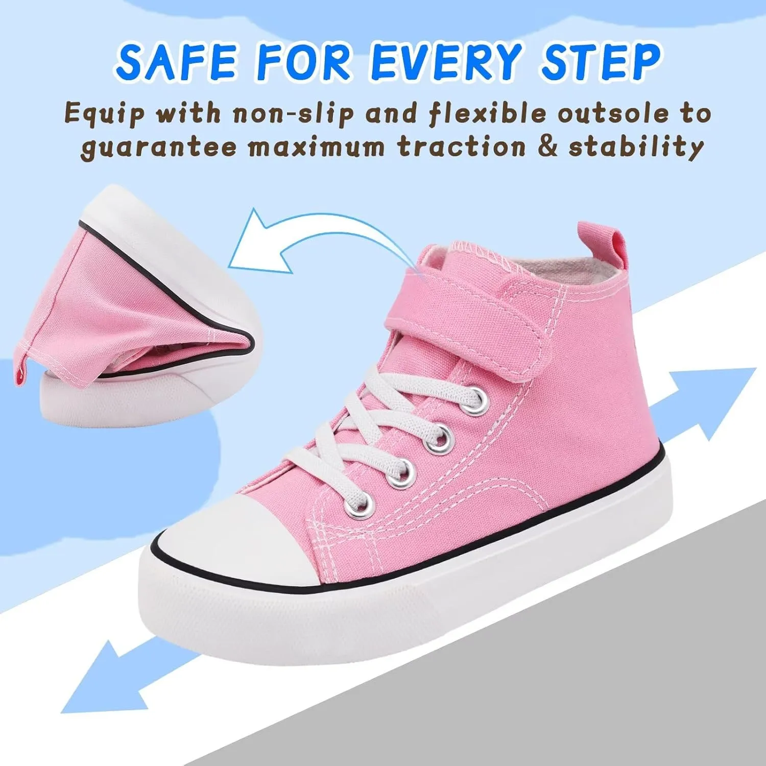 Toddler Canvas Shoes Girls High Top Sneakers Little Big Kids Boys Walking Cushioned Shoes Toddler 8-Big Kid 3